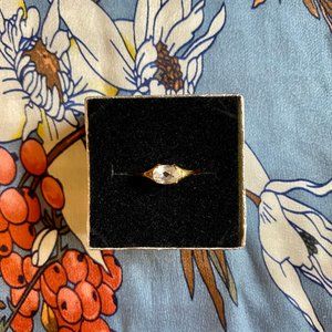 Aquamarine and Diamond Gold Ring